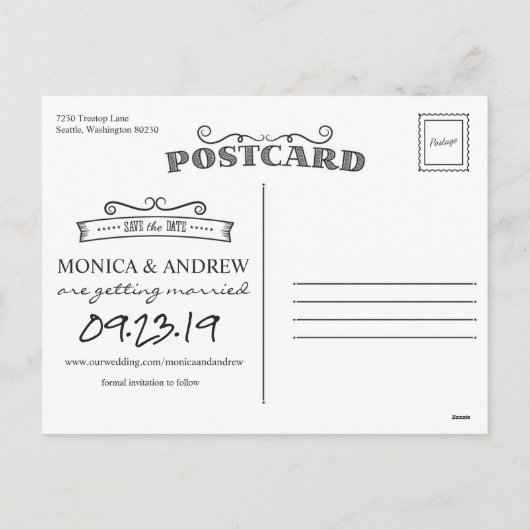 Sla het Briefkaart Datum Tropische palmboom op (Achterkant)