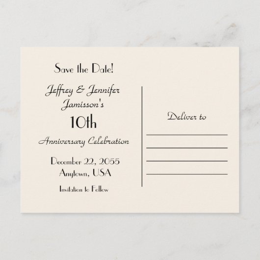 Sla het Date 10th Jubileum Party Briefkaart op (Achterkant)