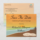 Sla het Date Beach Jubileum op Aankondigingskaart (Voorkant / Achterkant)