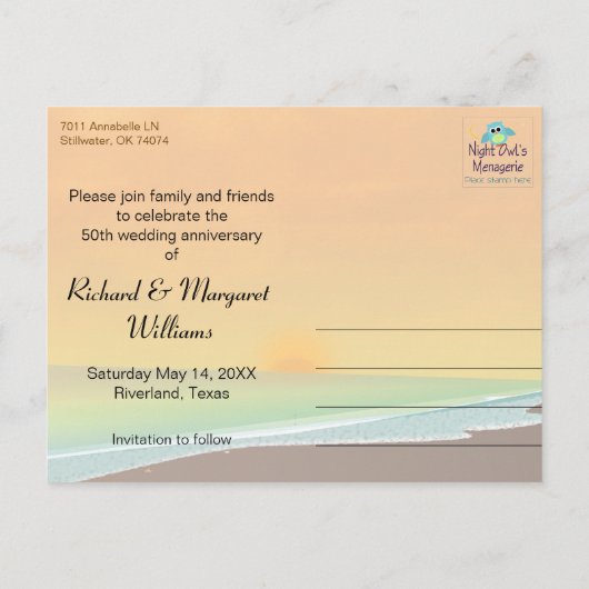 Sla het Date Beach Jubileum op Aankondigingskaart (Achterkant)