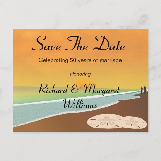 Sla het Date Beach Jubileum op Aankondigingskaart (Voorkant)