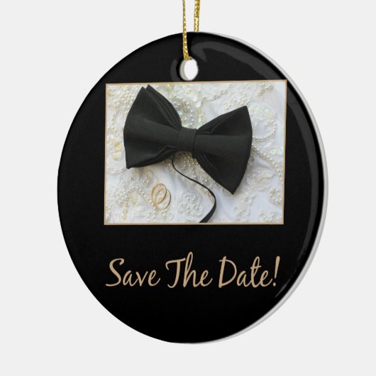 Sla het Date Bow stropdas op jurk Keramisch Ornament (Links)