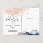 Sla het Date briefkaart op in Navy, Blush en Gold (Achterkant)