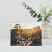 Sla het Date briefkaart op in Navy, Blush en Gold (Staand voorkant)