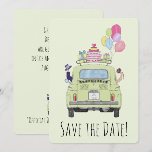 Sla het Date Couple op in Fiat 500. Kaart (Voorkant / Achterkant)