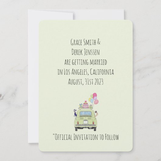 Sla het Date Couple op in Fiat 500. Kaart (Achterkant)