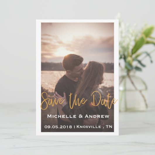 Sla het Date Gold-script op Save The Date (Staand voorkant)