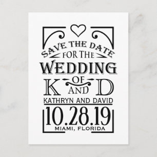 Sla het Date-ontwerp op met creatieve belettering. Aankondigingskaart