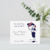 Sla het Date Patriotic Flag Fireworks Briefkaart o (Staand voorkant)