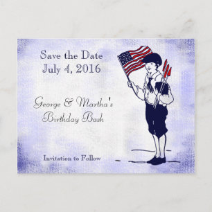 Sla het Date Patriotic Flag Fireworks Briefkaart o