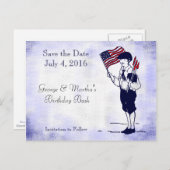 Sla het Date Patriotic Flag Fireworks Briefkaart o (Voorkant / Achterkant)