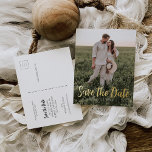 Sla het datum Briefkaart op - Minimal Script Gold<br><div class="desc">Gefeliciteerd met je verloving! Zorg ervoor dat iedereen je grote evenement kan bijwonen met onze mooie Save The Dates! En met deze mooie briefkaarten kun je gemakkelijk bewerken en mailen! Klik op de knop "Aanpassen" om te beginnen met je indeling. Dit product bevat afbeeldingen die bedoeld zijn om te worden...</div>