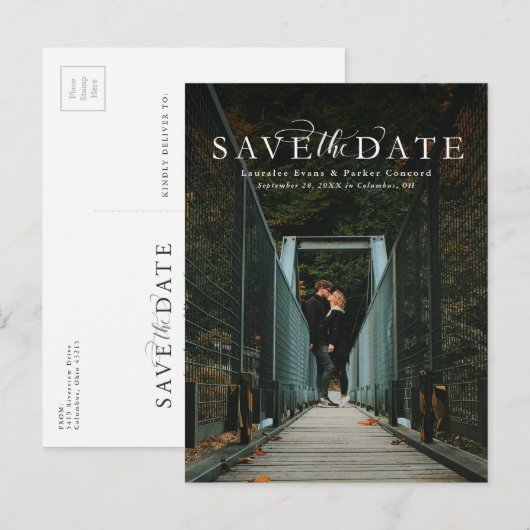 Sla het datum elegante verticaal foto briefkaart o (Voorkant / Achterkant)