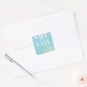 Sla het Datum Zandkasteel Vierkante Sticker (Envelop)