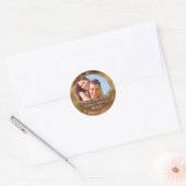 Sla het datumlabel metallic ronde sticker (Envelop)
