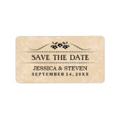 Sla het Datumlabel op - Gold Fancy Floral Etiket (Voorkant)