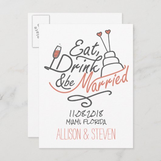 Sla het datumontwerp op. aankondigingskaart (Voorkant / Achterkant)