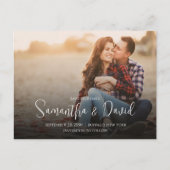 Sla het Datumscript Foto QR Code Elegant Simple op Aankondigingskaart (Voorkant)