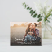 Sla het Datumscript Foto QR Code Elegant Simple op Aankondigingskaart (Staand voorkant)