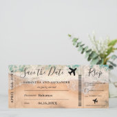 Sla het datumscript tropische instapkaart op save the date (Staand voorkant)