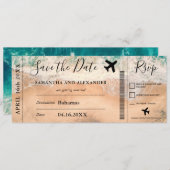 Sla het datumscript tropische instapkaart op save the date (Voorkant / Achterkant)