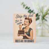 Sla het dieet over, eet de taart Retro Briefkaart (Staand voorkant)