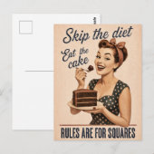 Sla het dieet over, eet de taart Retro Briefkaart (Voorkant / Achterkant)