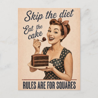 Sla het dieet over, eet de taart Retro Briefkaart