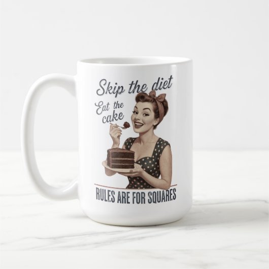Sla het dieet over, eet de taart Retro Koffiemok (Links)