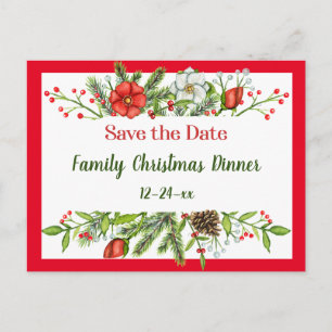 Sla het kerstdiner van de datumfamilie op briefkaart