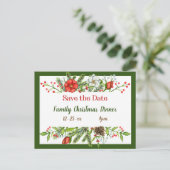 Sla het kerstdiner van de datumfamilie op briefkaart (Staand voorkant)
