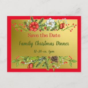 Sla het kerstdiner van de datumfamilie op Uitnodig Briefkaart