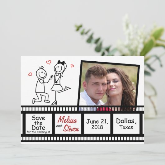 Sla het ontwerp van de trouwuitnodiging op. save the date (Staand voorkant)