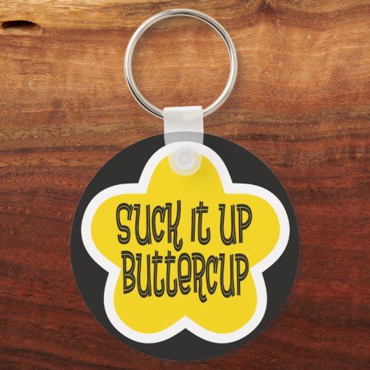 Sla het op Buttercup grappige bloem Sleutelhanger (Voorkant)