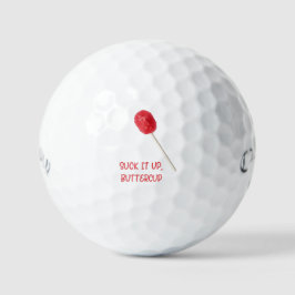 Sla het op Buttercup met Red Lollipop Golfballen