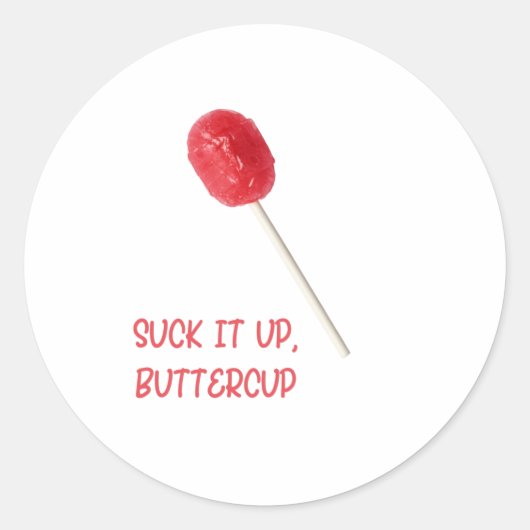 Sla het op Buttercup met Red Lollipop Ronde Sticker (Voorkant)