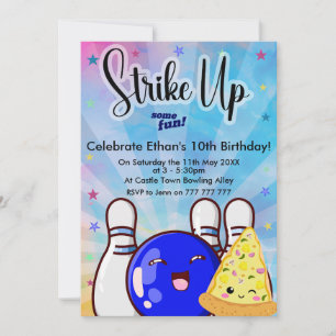 Sla het plezier aan, Tie Dye Jongens Bowling Feest Kaart