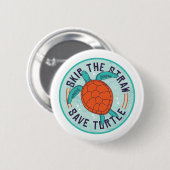 Sla het rietje over om schildpadden te redden ronde button 5,7 cm (Voorkant /achterkant)