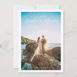 Sla het sierlijke portret van Date op met witte ra Save The Date