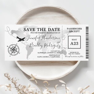 Sla het Ticket Wereldkaart van de Pass-datum op Save The Date