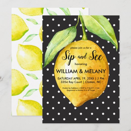 Sla je erin: een citruskleurige uniseks baby showe kaart (Voorkant / Achterkant)