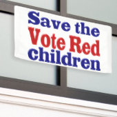 Sla kinderen Stem Rood met rode blauwe tekst Spandoek (Buitenkant Gebouw)