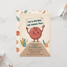 Sla leuk uit Bowling Feest Jongen 1e Verjaardag Kaart