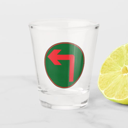 Sla linksaf Wegwijzer Geschoten glas (Voorkant)