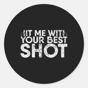 Sla me met je beste schot voor badmintonspeler ronde sticker