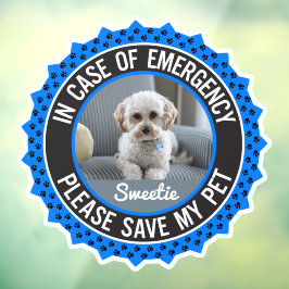 Sla mijn huisdier veiligheidswaarschuwing naam fot raamsticker