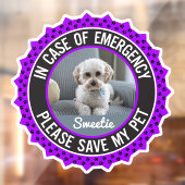 Sla mijn huisdier veiligheidswaarschuwing naam fot raamsticker (Vel 2)