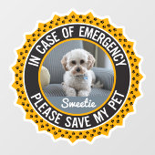 Sla mijn huisdier veiligheidswaarschuwing naam fot raamsticker (Vel)