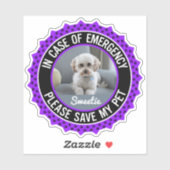 Sla mijn huisdier veiligheidswaarschuwing naam fot sticker (Vel)