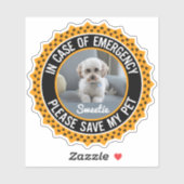 Sla mijn huisdier veiligheidswaarschuwing naam fot sticker (Vel)